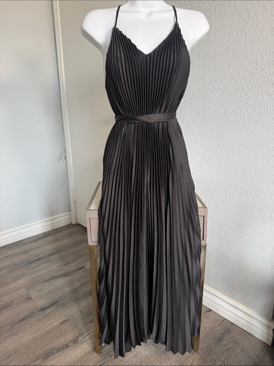Claude Dresses & Skirts - Elegant Black Pleated Maxi Dress with Spaghetti Straps